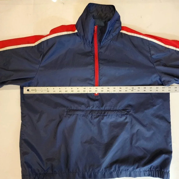 Nike Men's Vintage Jacket Windbreaker Pullover Red‎ White Blue 1/4 Zip Size L - Picture 9 of 11